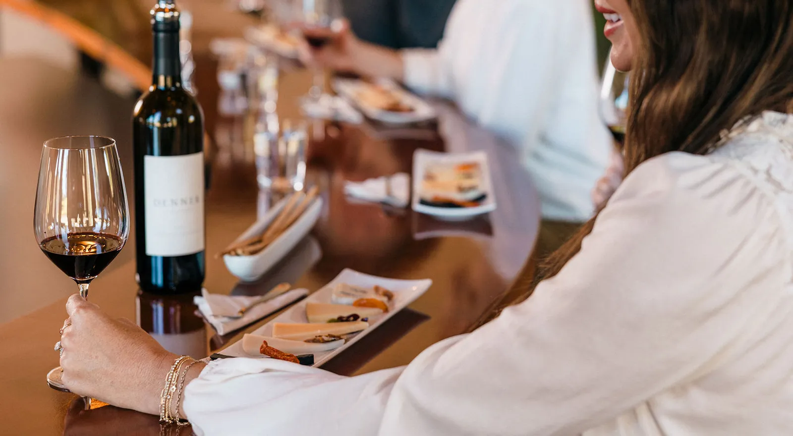 Wine and cheese pairing at Denner Vineyards.